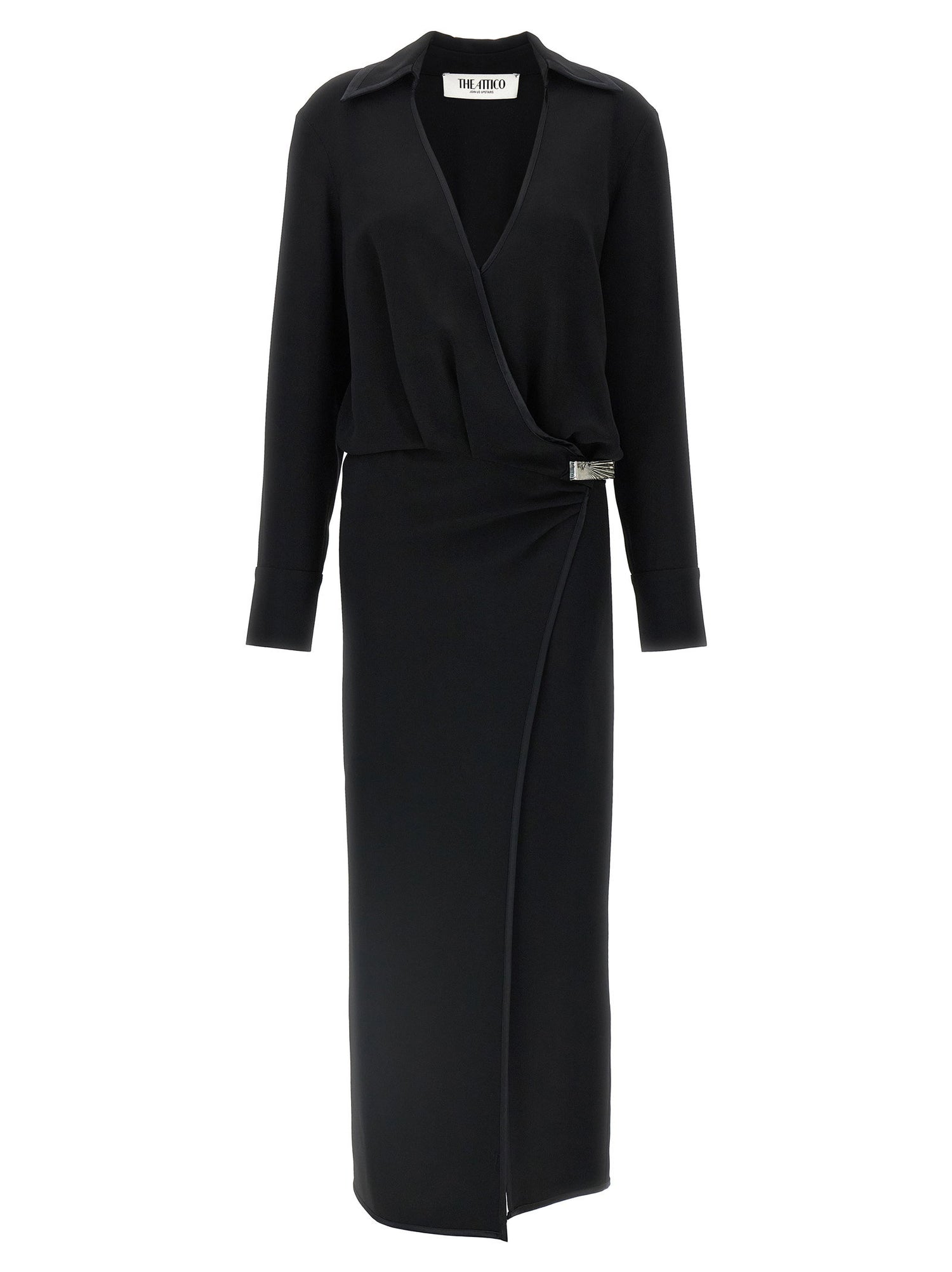 The Attico Wrap Dress Black