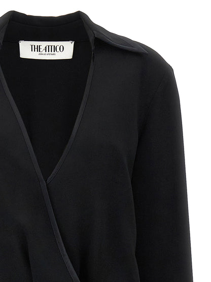 The Attico Wrap Dress Black