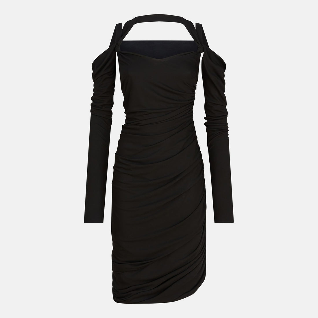 The Attico Off-the-shoulder viscose-crêpe midi dress black
