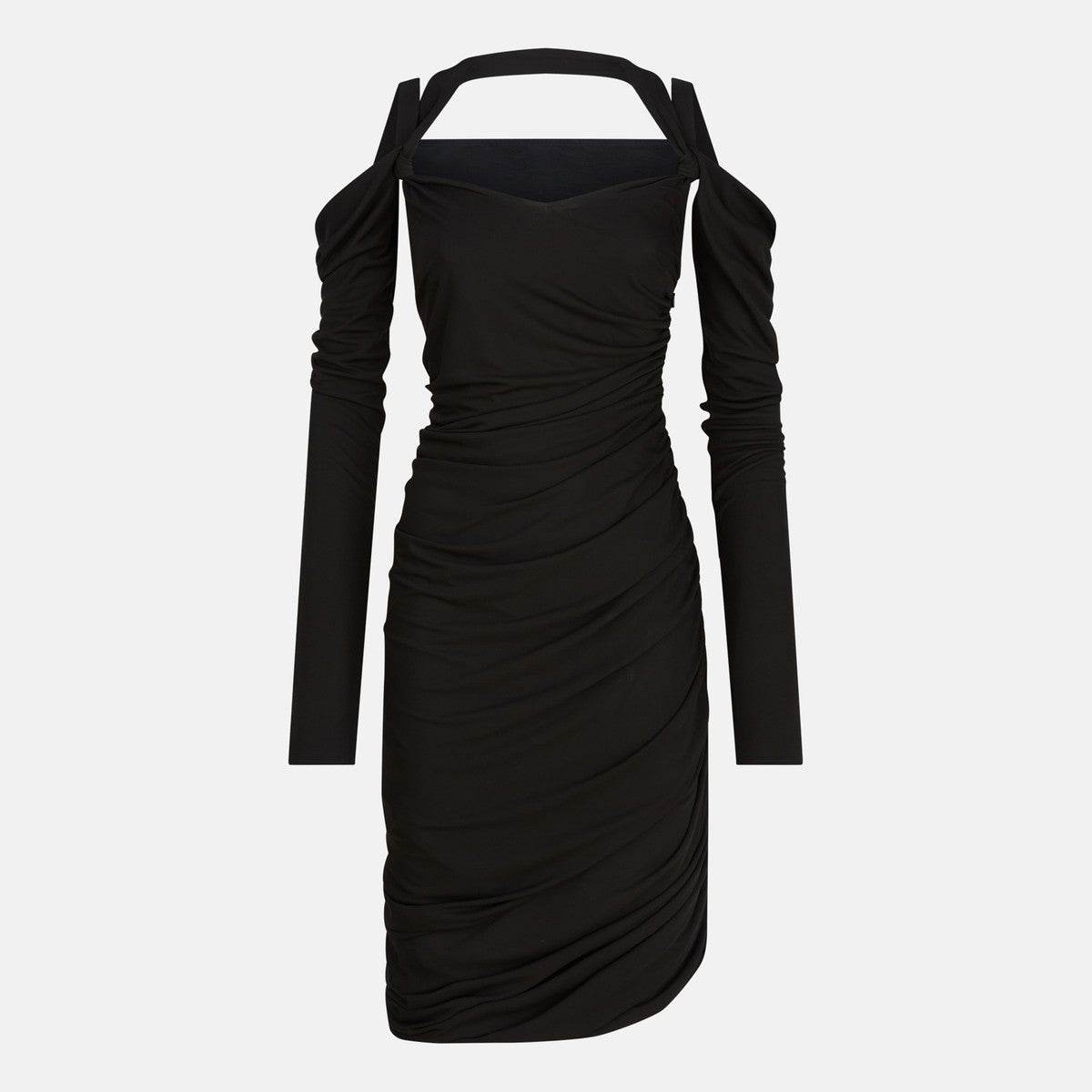 The Attico Off-the-shoulder viscose-crêpe midi dress black