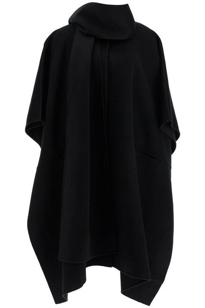 Toteme asymmetrical double coat in rws wool black high collar