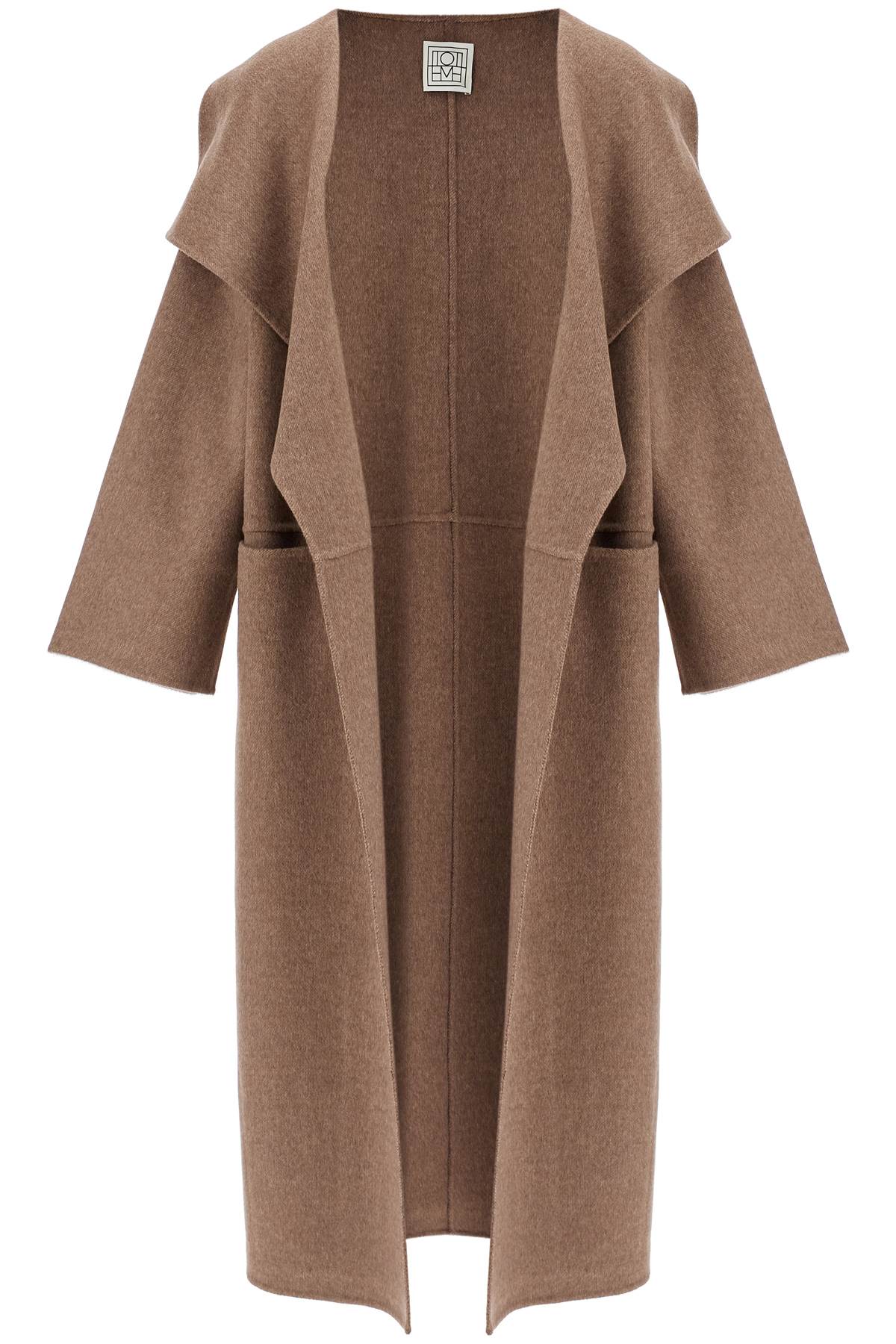 Beige wool and cashmere kimono coat