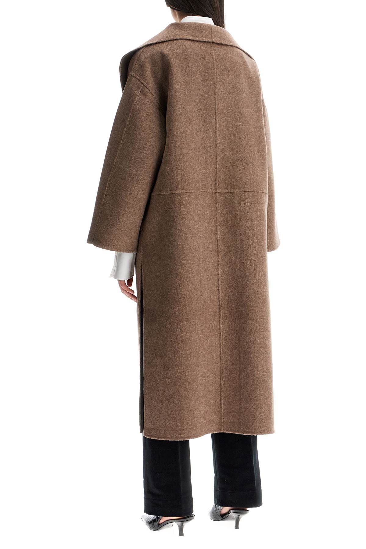 Beige wool and cashmere kimono coat