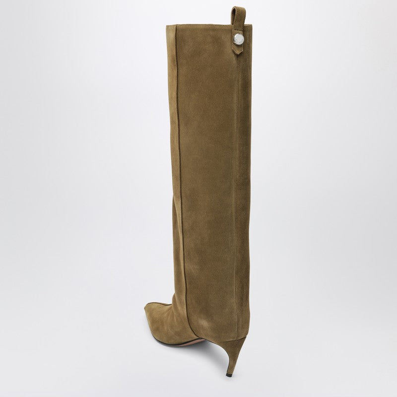 The Attico Lea Military Green Suede High Boots Green