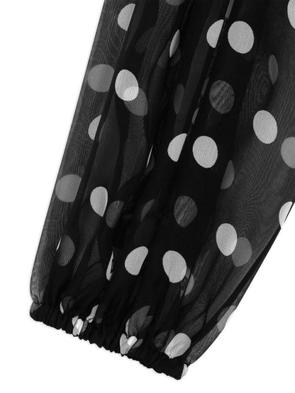 Silk chiffon black polka dot print Shirts