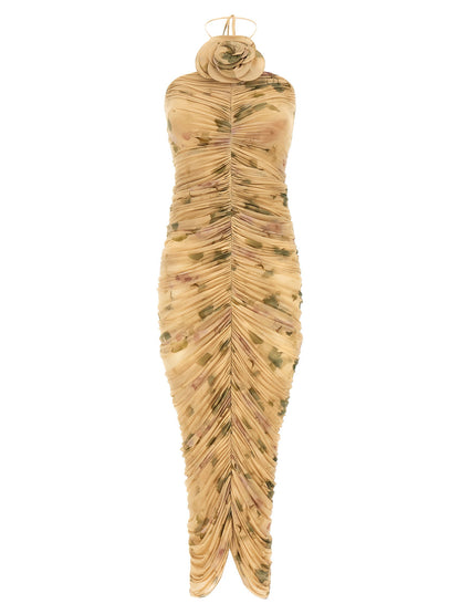 Magda Butrym Dress37 Dress With 3d Floral Detail Beige