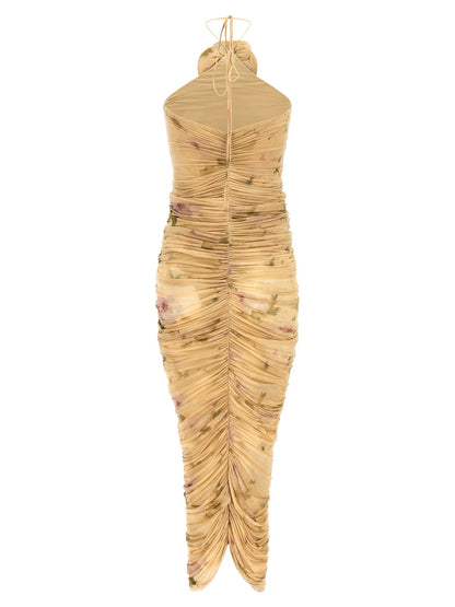 Magda Butrym Dress37 Dress With 3d Floral Detail Beige