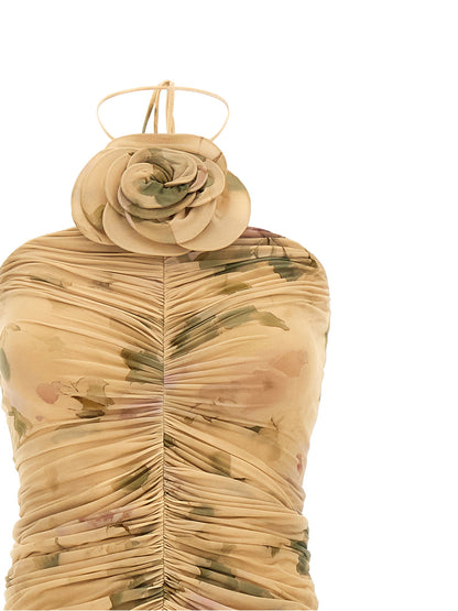 Magda Butrym Dress37 Dress With 3d Floral Detail Beige