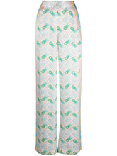 Casablanca High-Waisted Silk Satin Ping Pong Print Trousers Multicolor