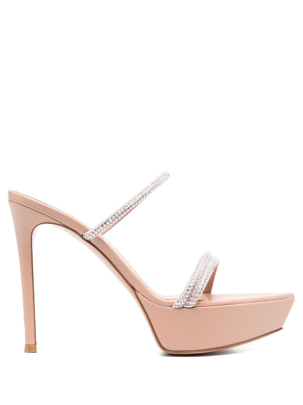 Platform crystal-strap mules