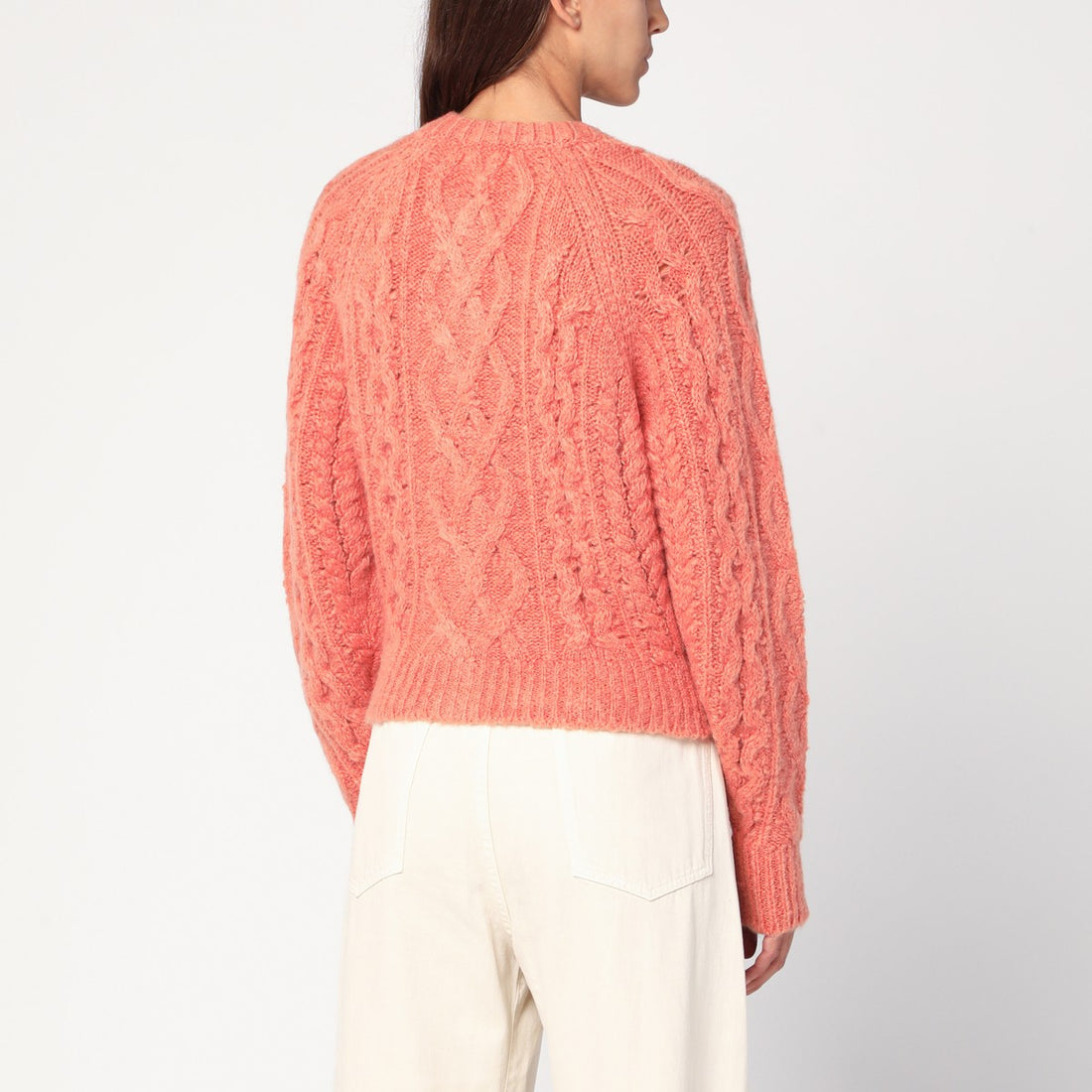 ISABEL MARANT Étoile Rust Pink Openwork Mohair-Blend Cardigan Brown