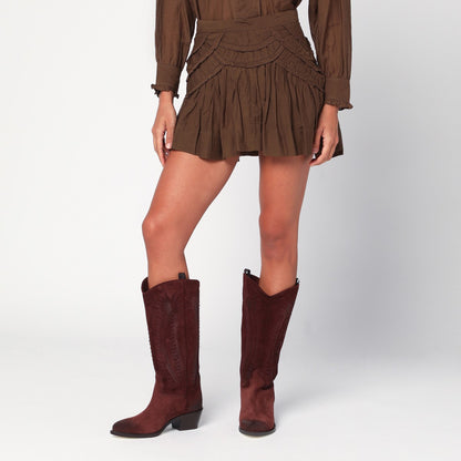 ISABEL MARANT Étoile Ceola ruffled khaki mini skirt with flounces Green