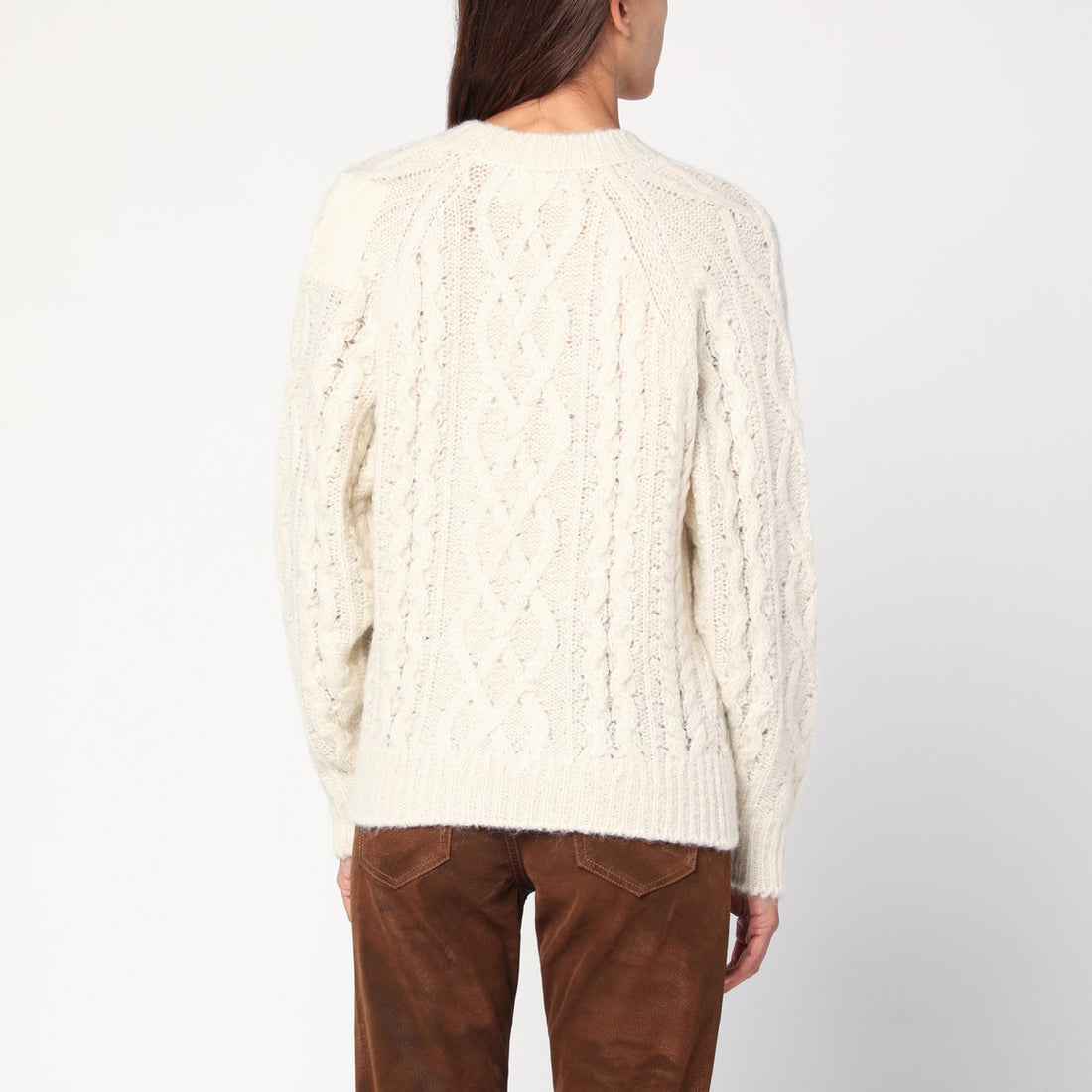 ISABEL MARANT Étoile Cable-Knit Mohair-Blend Crewneck Sweater Multicolor
