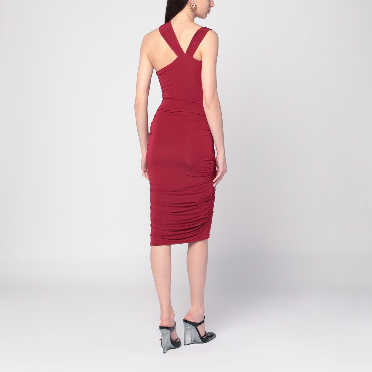 Isabel Marant One-shoulder Ethel dress in light burgundy red