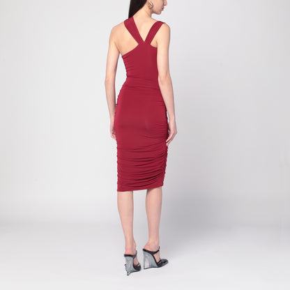 Isabel Marant One-shoulder Ethel dress in light burgundy red