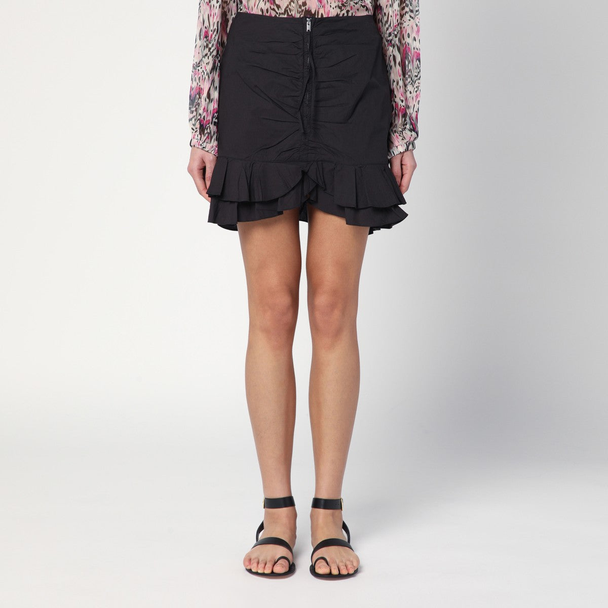 ISABEL MARANT Étoile Breenea cotton mini skirt with ruffled hem black