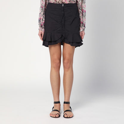 ISABEL MARANT Étoile Breenea cotton mini skirt with ruffled hem black