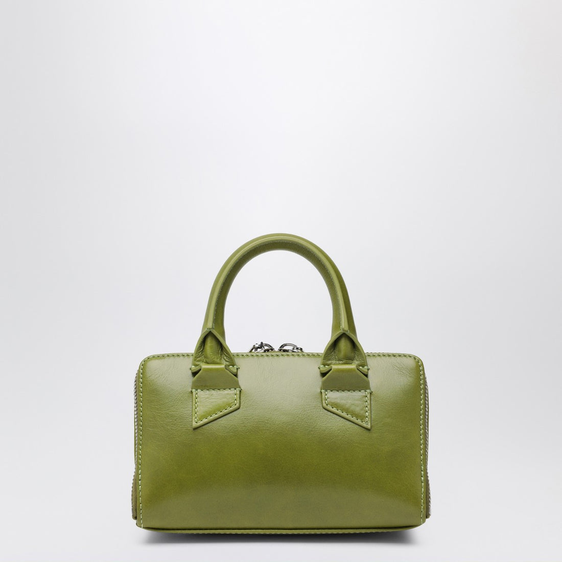 The Attico Olive Green Friday Mini Bag in Leather with Double-Zip and Logo Green