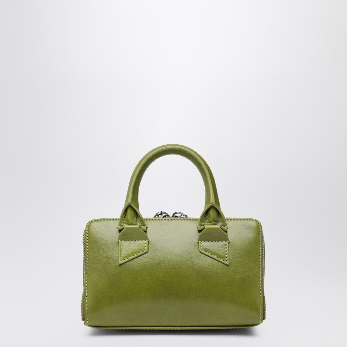 The Attico Olive Green Friday Mini Bag in Leather with Double-Zip and Logo Green