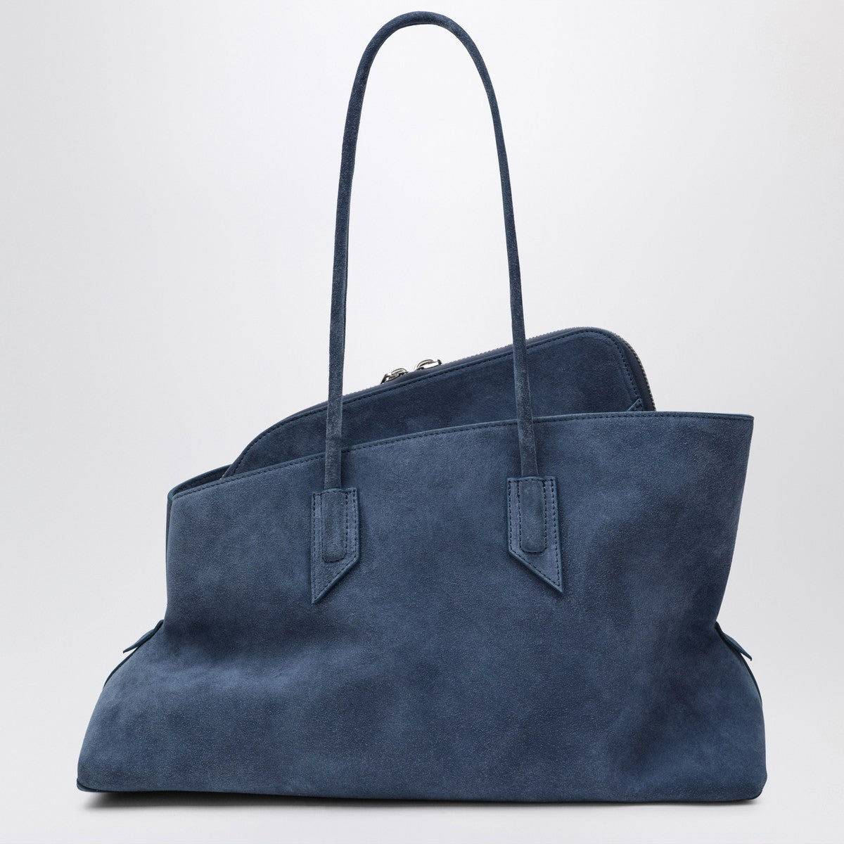 The Attico Sapphire Blue Suede La Passeggiata Medium Shoulder Bag Blue