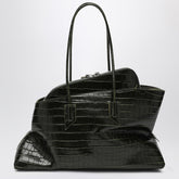 The Attico La Passeggiata Medium Crocodile-Embossed Leather Shoulder Bag Dark Green Green