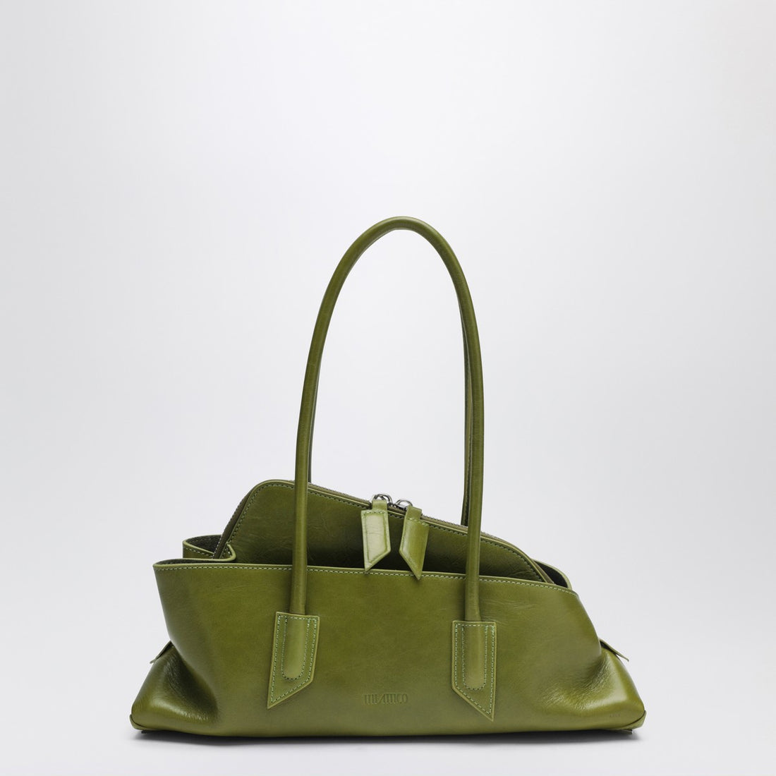 The Attico La Passeggiata Small Olive Green Leather Shoulder Bag Green