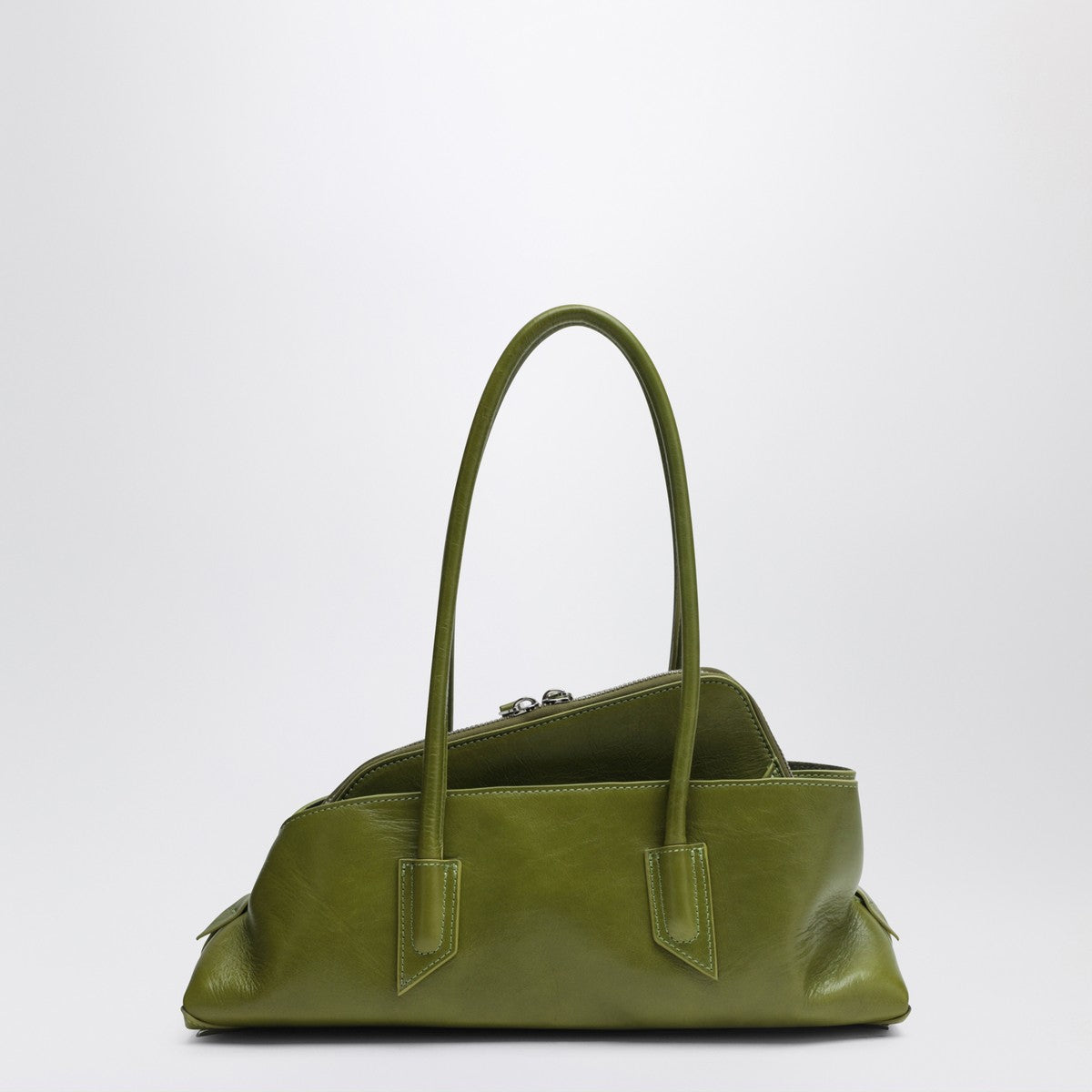 The Attico La Passeggiata Small Olive Green Leather Shoulder Bag Green