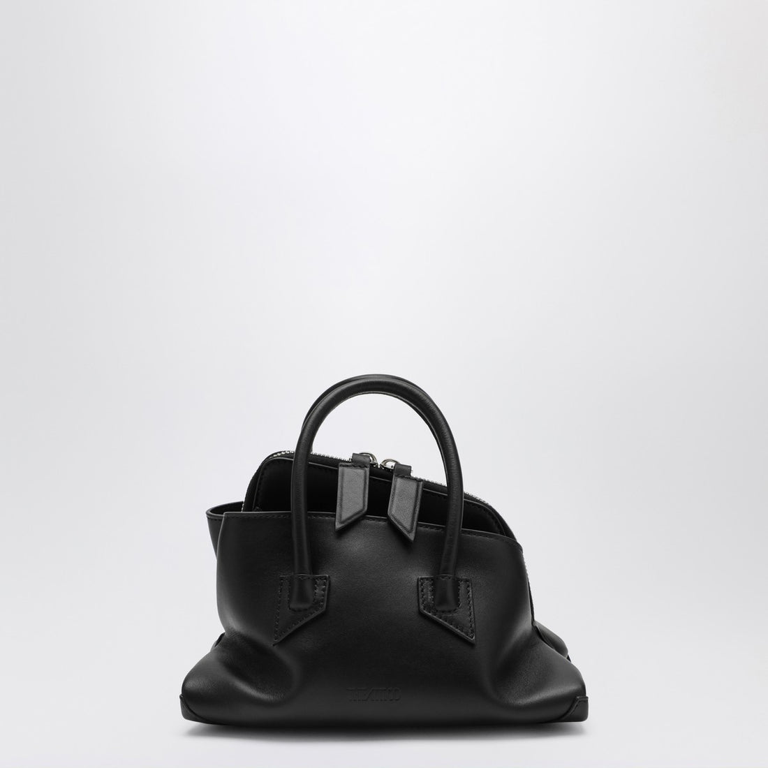 The Attico La Passeggiata Mini Black Leather Bag with Asymmetrical Design Black