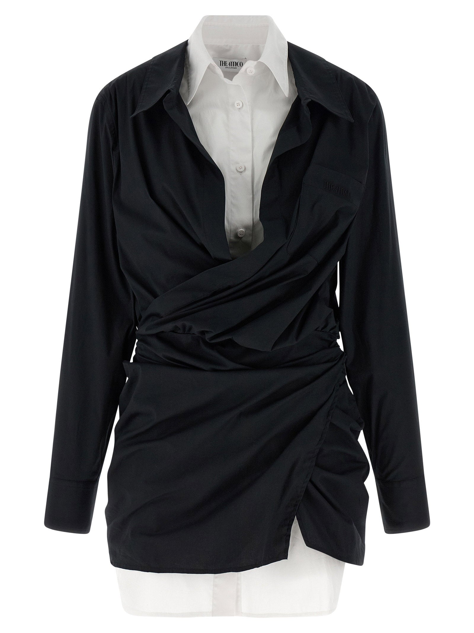 The Attico Double Layer Shirt Dress White/Black