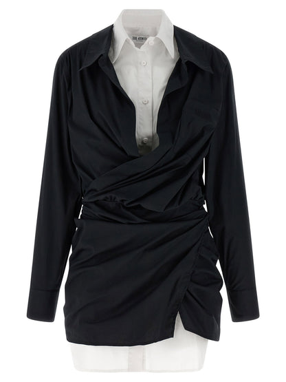 The Attico Double Layer Shirt Dress White/Black
