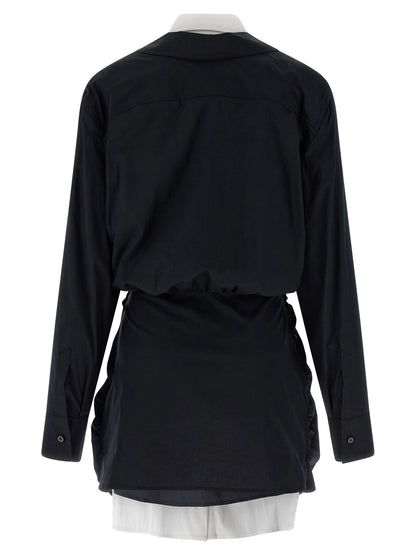 The Attico Double Layer Shirt Dress White/Black