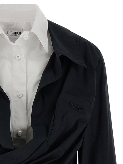 The Attico Double Layer Shirt Dress White/Black