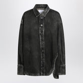 The Attico Black Washed Denim Shirt with Embroidered Logo Black