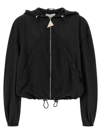 The Attico Hooded Bomber Jacket Black