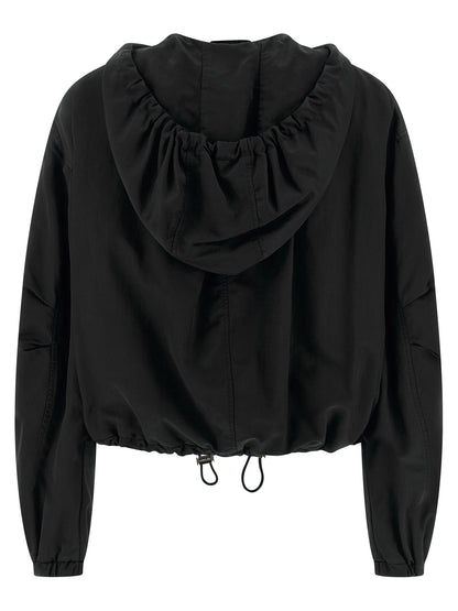 The Attico Hooded Bomber Jacket Black  