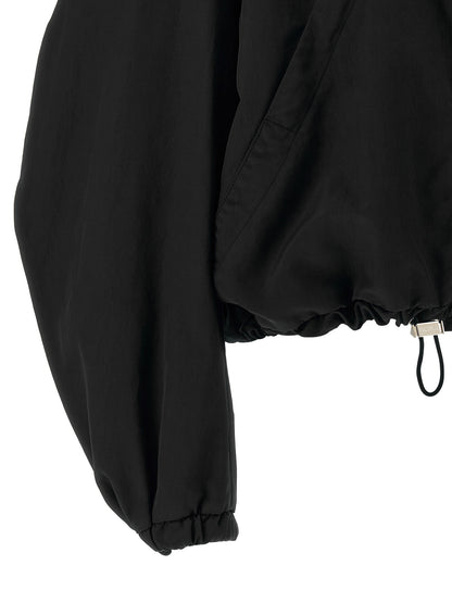 The Attico Hooded Bomber Jacket Black  