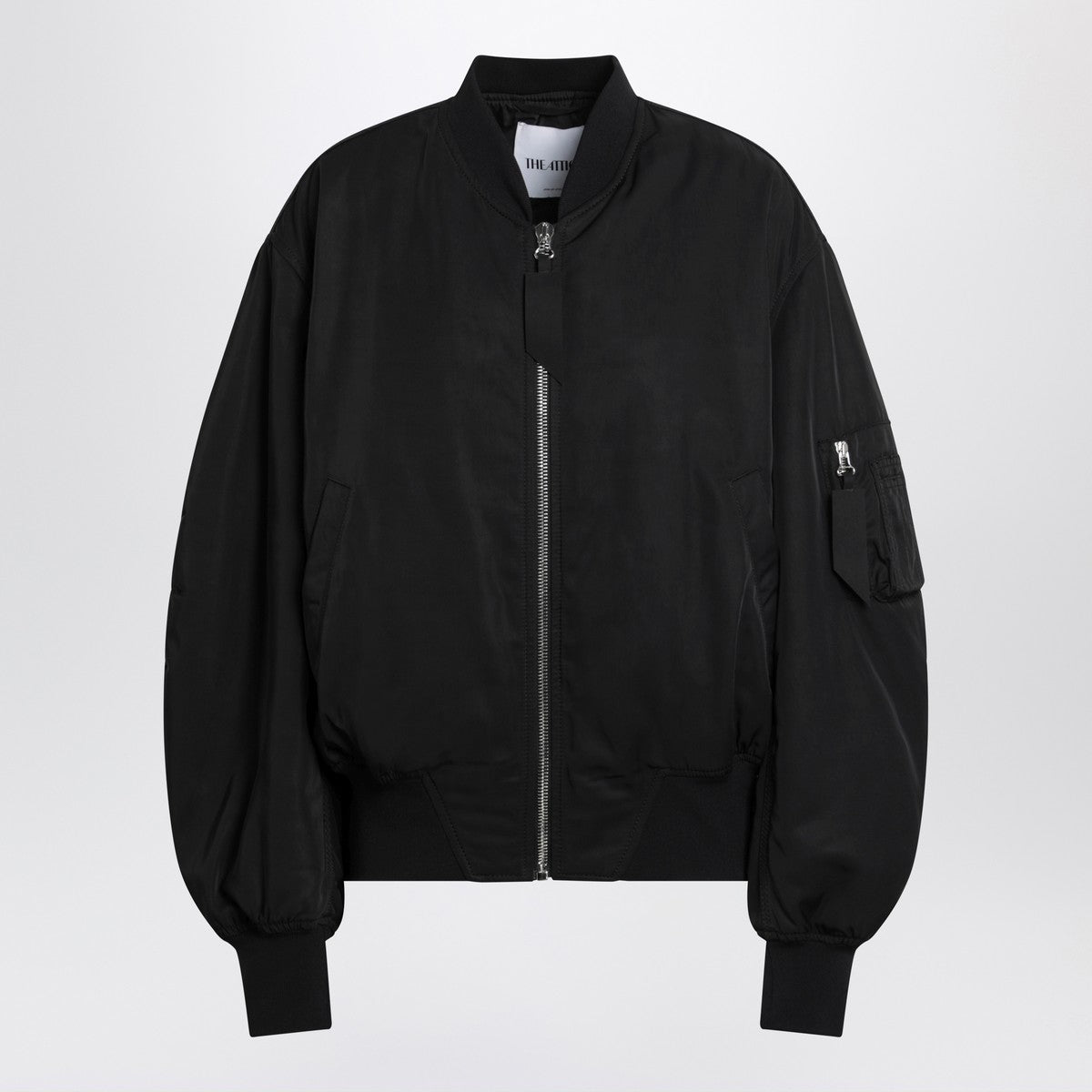 The Attico Zip Nylon Bomber Jacket Black