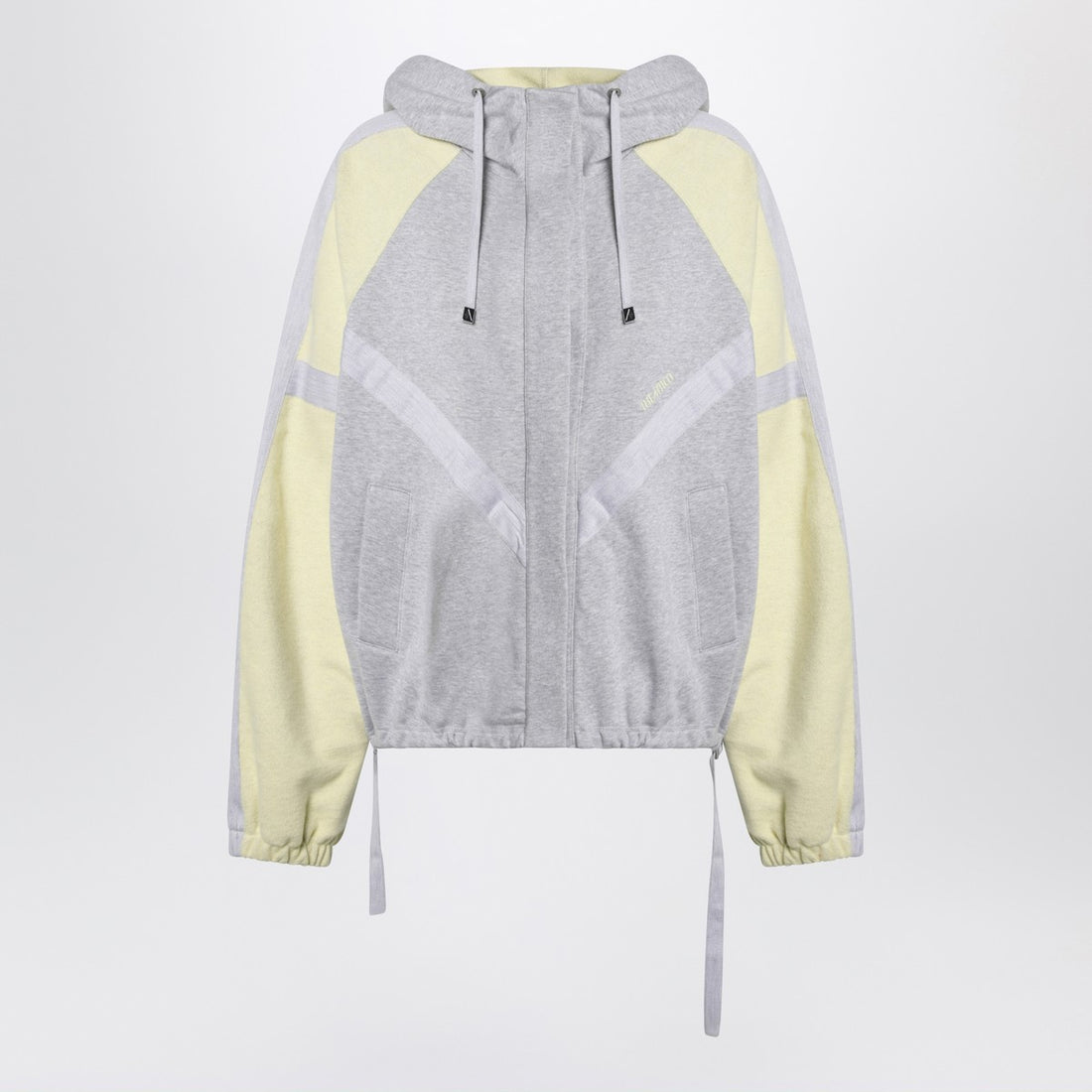 The Attico Grey and Light Yellow Color-Block Bomber Sweatshirt Grey