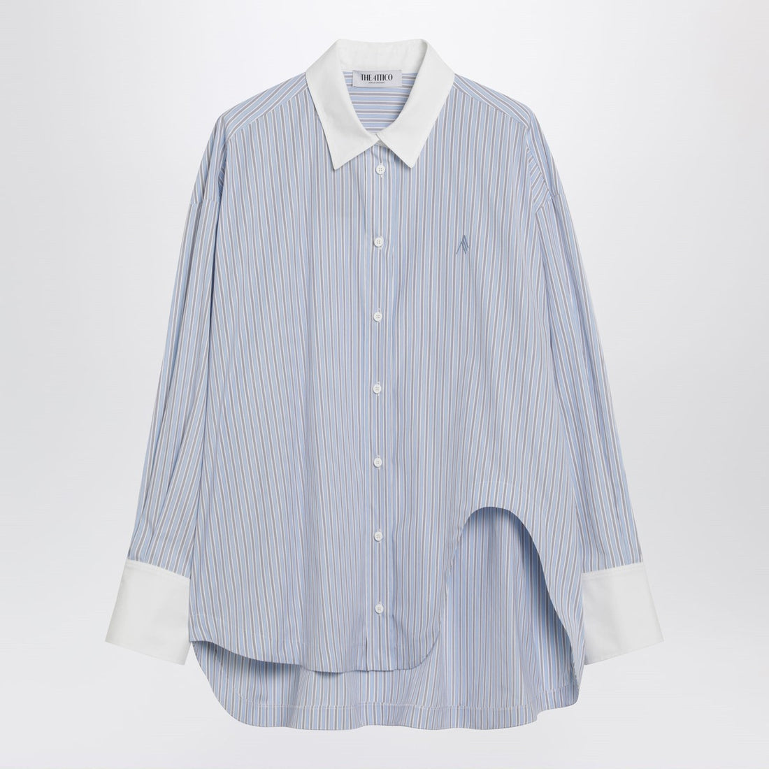 The Attico Striped Cotton Poplin Shirt Light blue