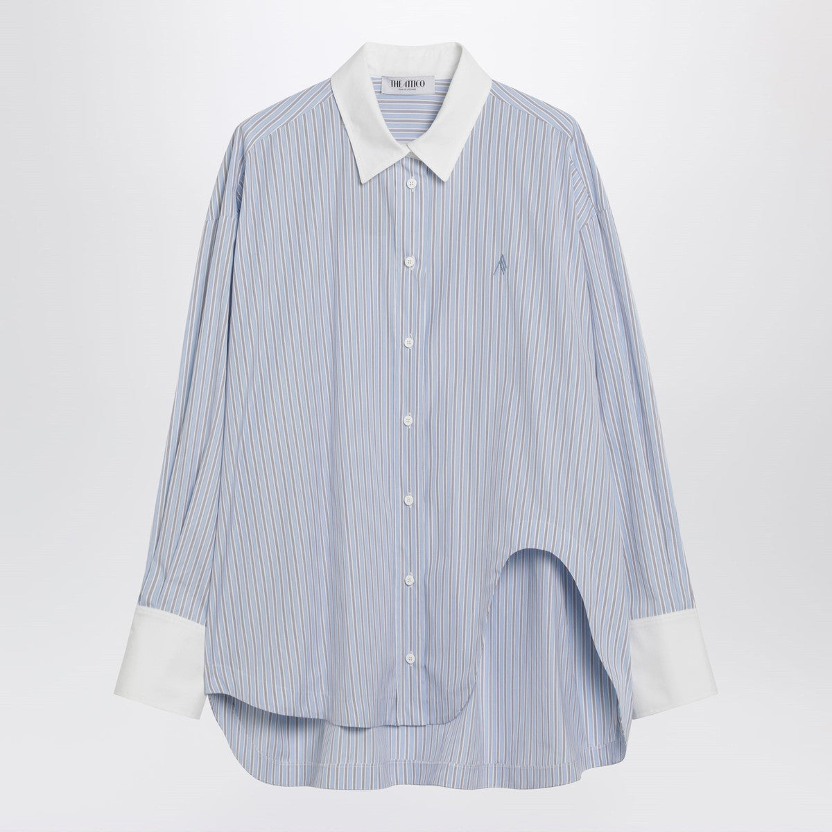 The Attico Striped Cotton Poplin Shirt Light blue
