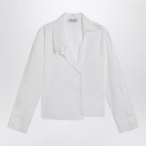 The Attico Asymmetric Cotton Ruched Shirt White