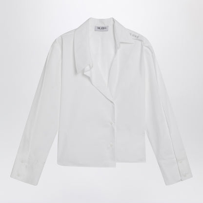 The Attico Asymmetric Cotton Ruched Shirt White