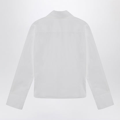 The Attico Asymmetric Cotton Ruched Shirt White