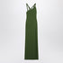 The Attico Long Green Slit Dress with Asymmetric Neckline Green