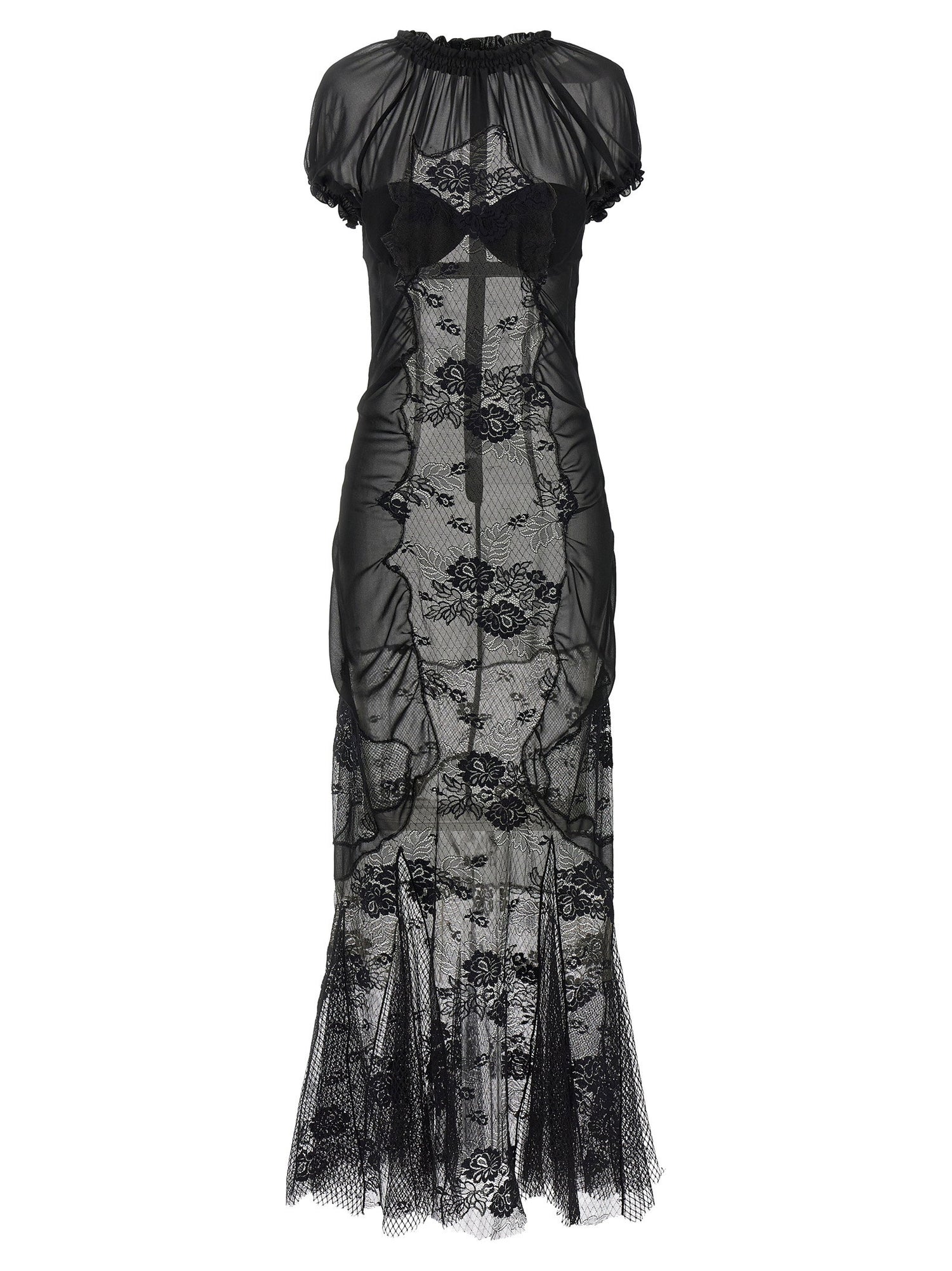 The Attico Lace Tulle Dress Black