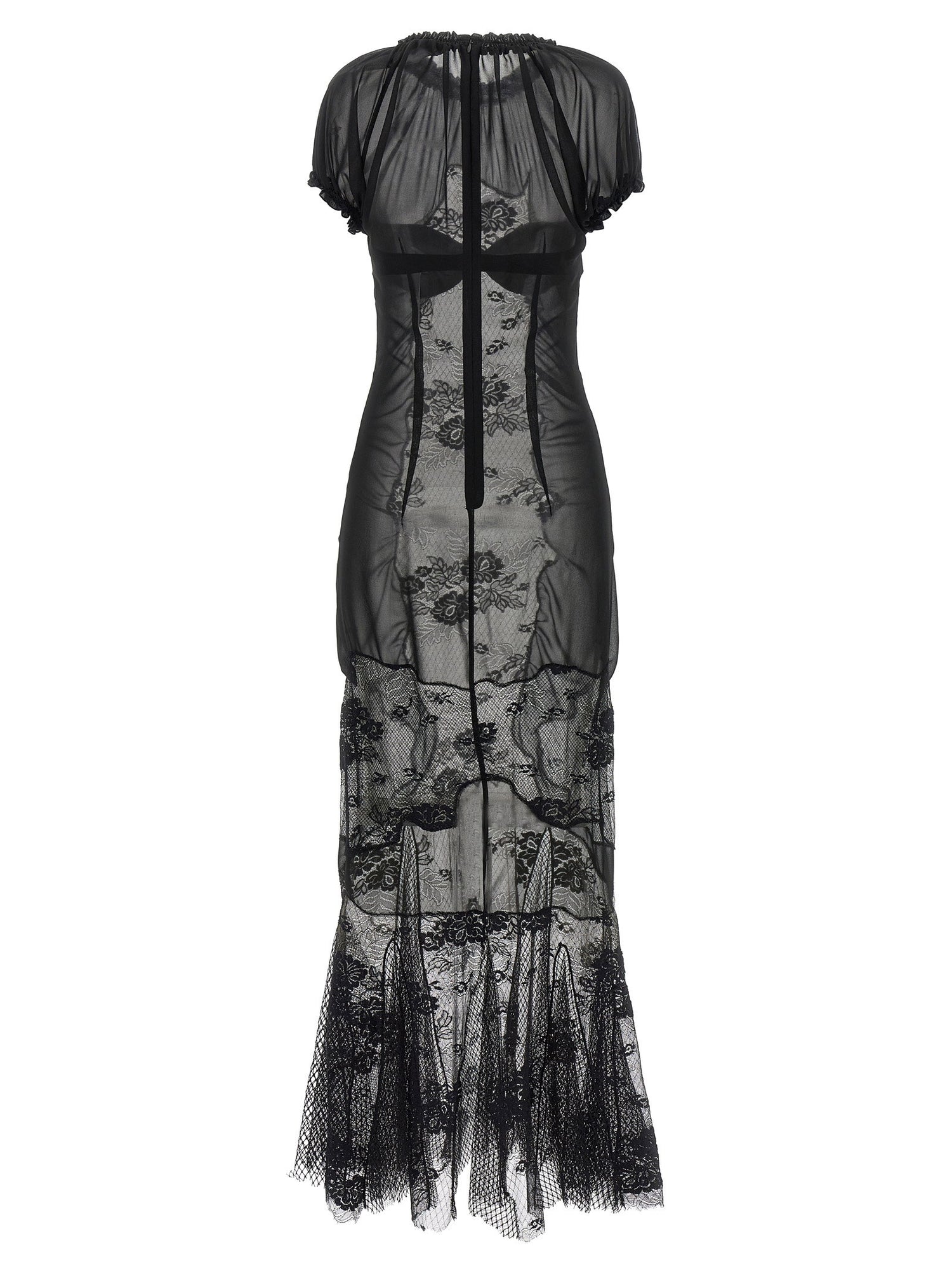 The Attico Lace Tulle Dress Black