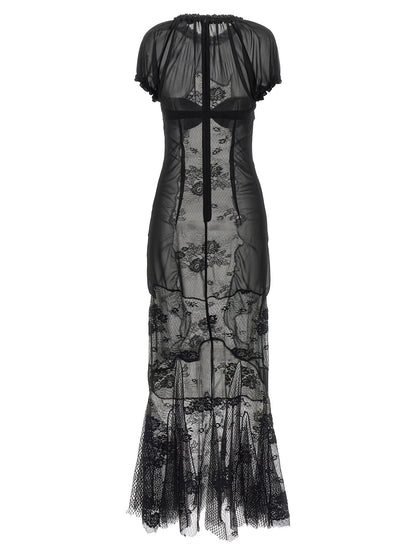 The Attico Lace Tulle Dress Black