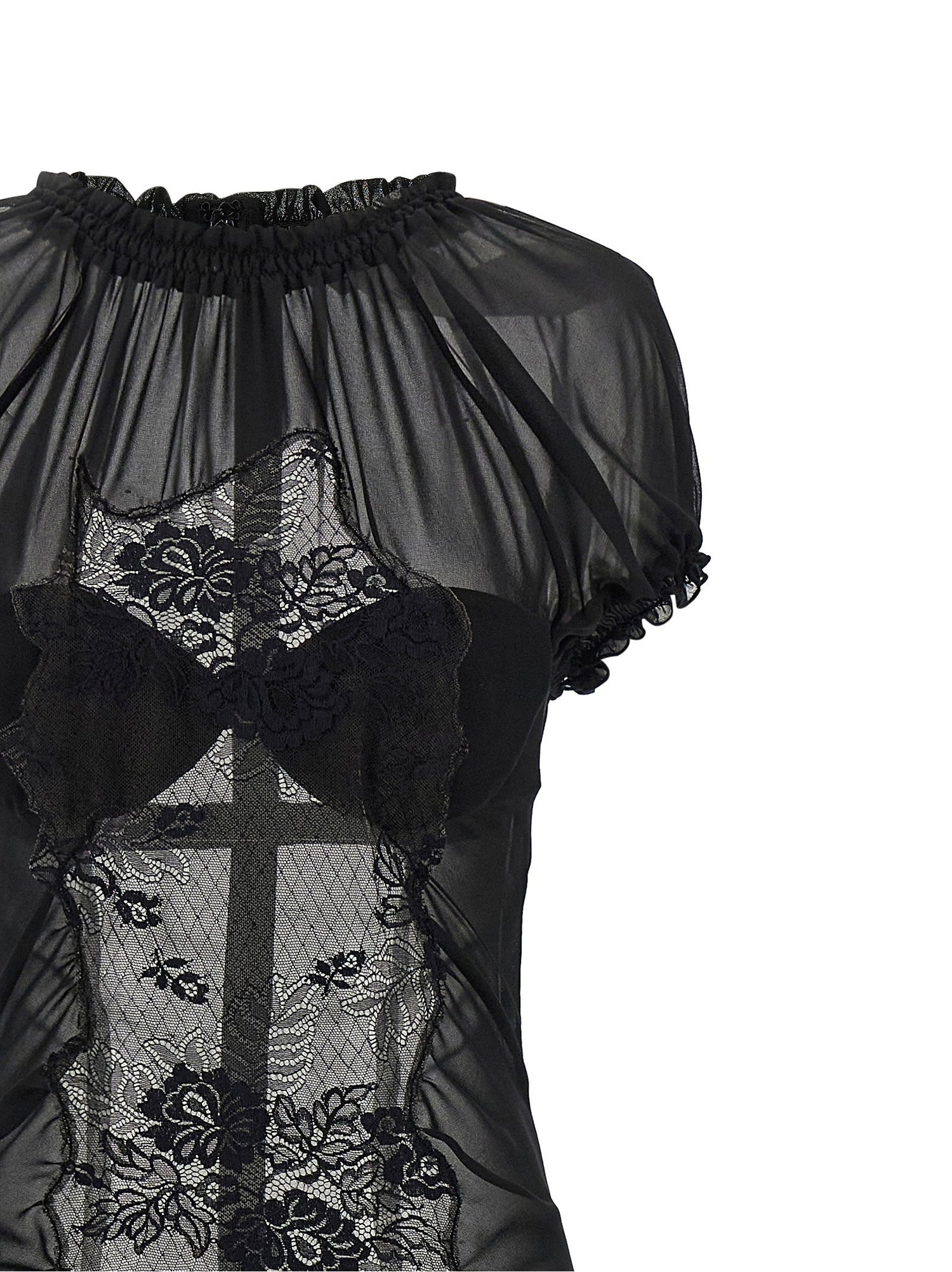 The Attico Lace Tulle Dress Black
