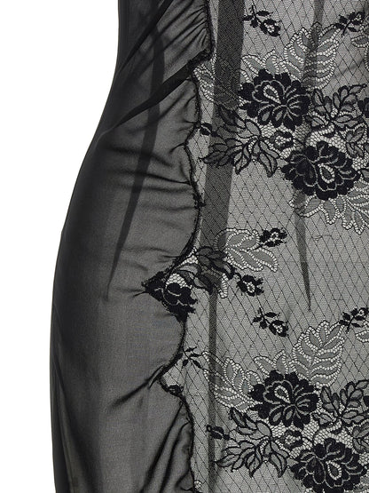 The Attico Lace Tulle Dress Black