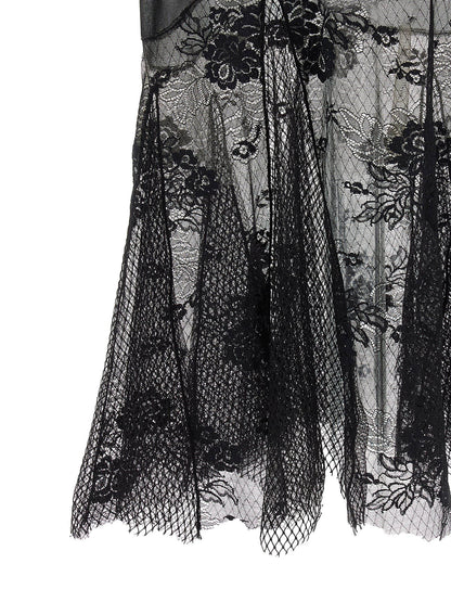 The Attico Lace Tulle Dress Black
